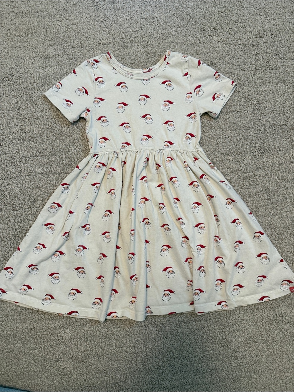 Coop by Pink Chicken Cream Dress with Red Santa Print